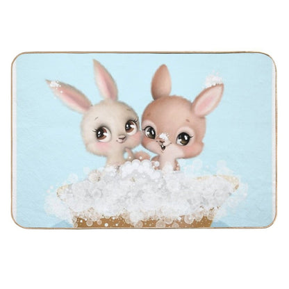 Cute Baby Bunnies in A Bathtub, Boys Bathroom Print, Baby Animals in Tub, Whimsy Animal, Kids Bathroom Art  Toxin-Free Bath Mat