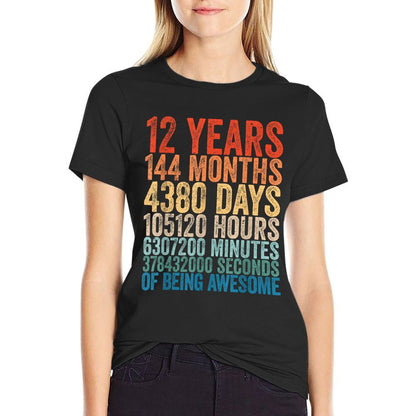 Vintage 12 YO Retro 12th Birthday Boys Girls 12 Years  Cotton T-Shirt
