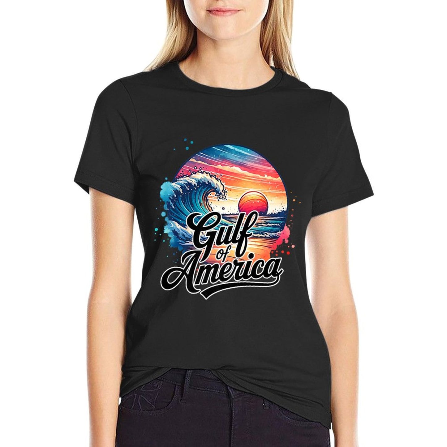 Gulf of US America Retro Vintage Premium Oversized Silhouette T-Shirt