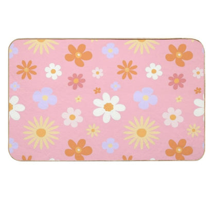 Summer Daisy Seamless Pattern, Textile, Cute Flowers Cover, Spring, Background, Bags Decor, Wallpaper, Wrapping, Fabric, Mug Dec  Fade-Resistant Bath Mat