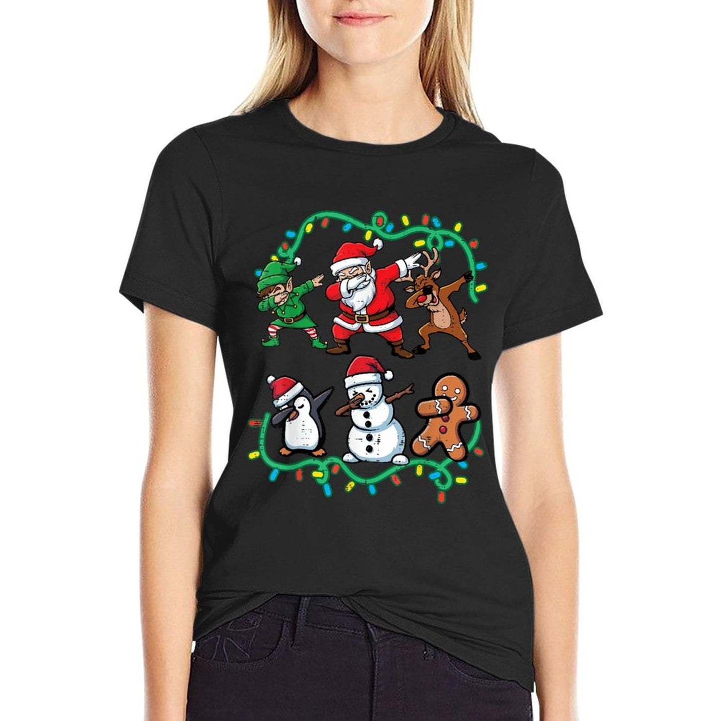 Christmas Santa Elf Reindeer Dab Xmas Dance Boys Girls Kids  Heathered Texture T-Shirt