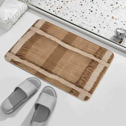 Woven Grid Texture in Earthy Jute And Cotton  Toxin-Free Bath Mat