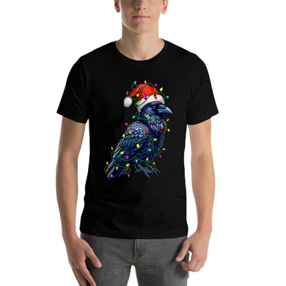 Raven Santa Christmas Tree Lighting Xmas Funny  Graphic-printed T-Shirt