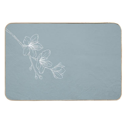 Minimal Flower Print Blue  Absorbent Bath Mat