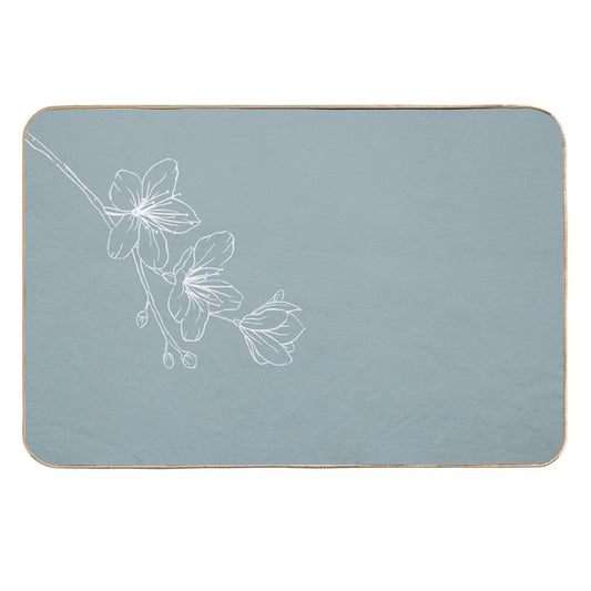 Minimal Flower Print Blue  Absorbent Bath Mat