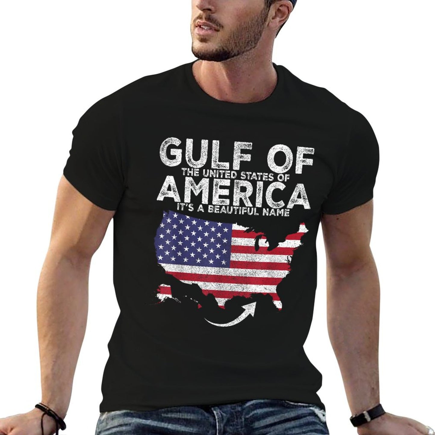 Vintage Gulf of US America It&#39;s A Beautiful Name Relaxed-fit T-Shirt