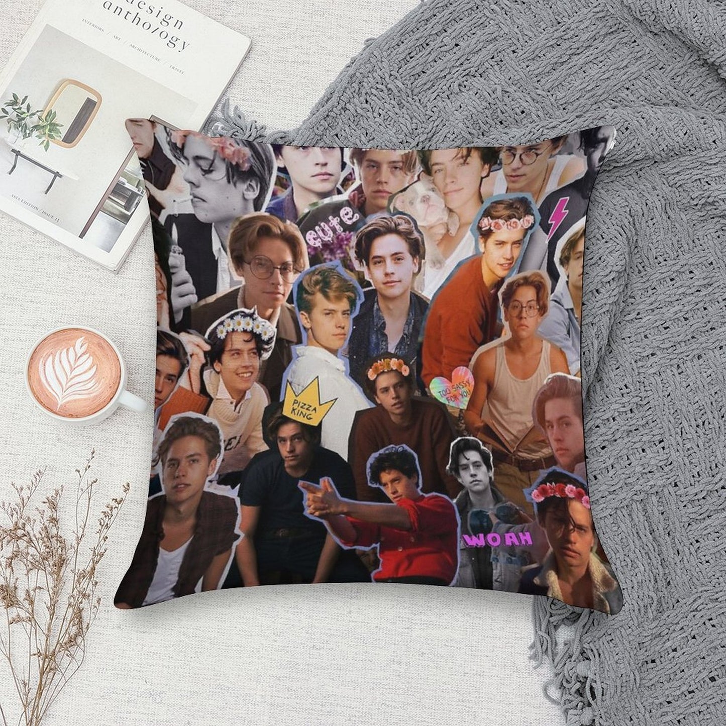 Cole Sprouse Collage Soft Multiple Sizes Throw Pillow