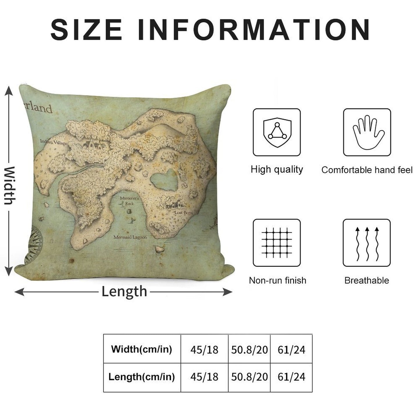 Peter Pan Neverland Map Soft Bedroom Essential Throw Pillow