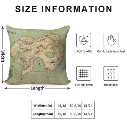 Peter Pan Neverland Map Soft Bedroom Essential Throw Pillow
