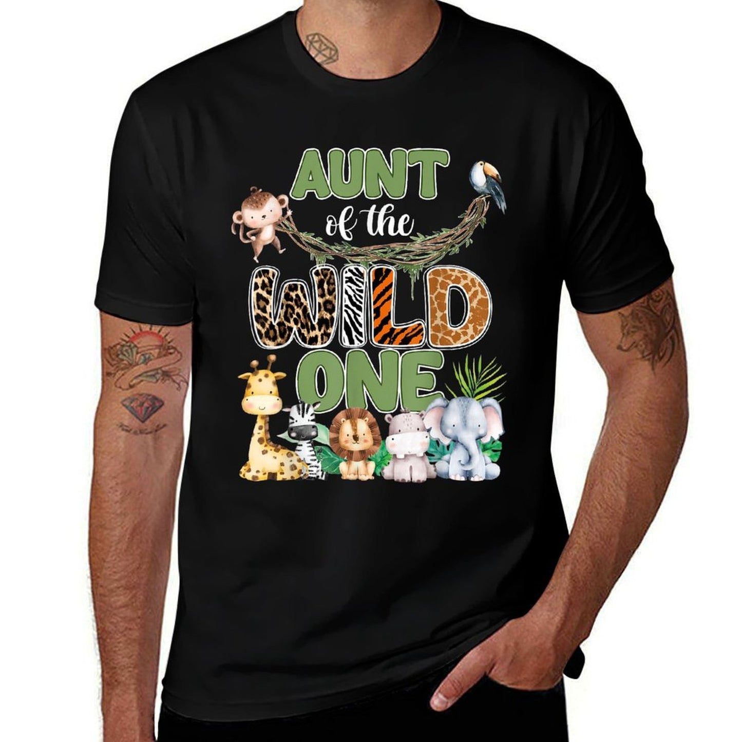 Aunt Of The Wild One 1st Birthday Safari Family Matching  Easy-care T-Shirt