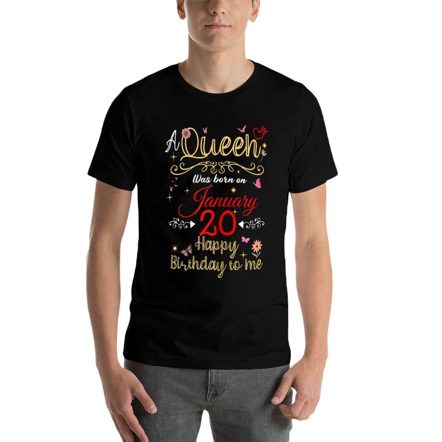 A Queen Was Born on January 20 January 20th Birthday  Polyester Blend T-Shirt
