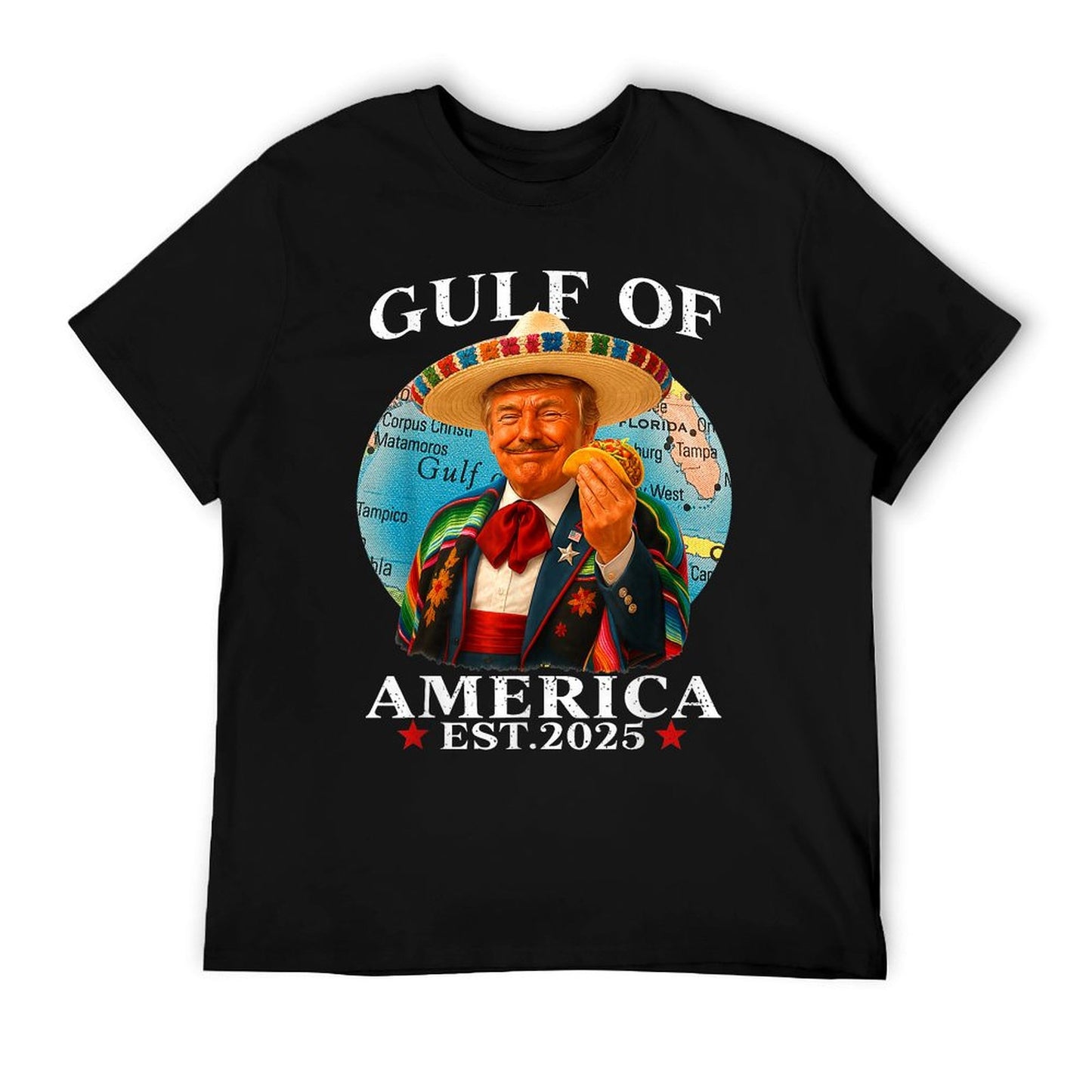 Trump Gulf Of USA America Since 2025 Mexico Trump USA Gulf Ribbed Collar T-Shirt