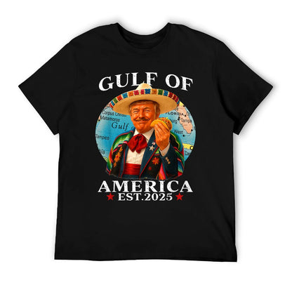 Trump Gulf Of USA America Since 2025 Mexico Trump USA Gulf Ribbed Collar T-Shirt