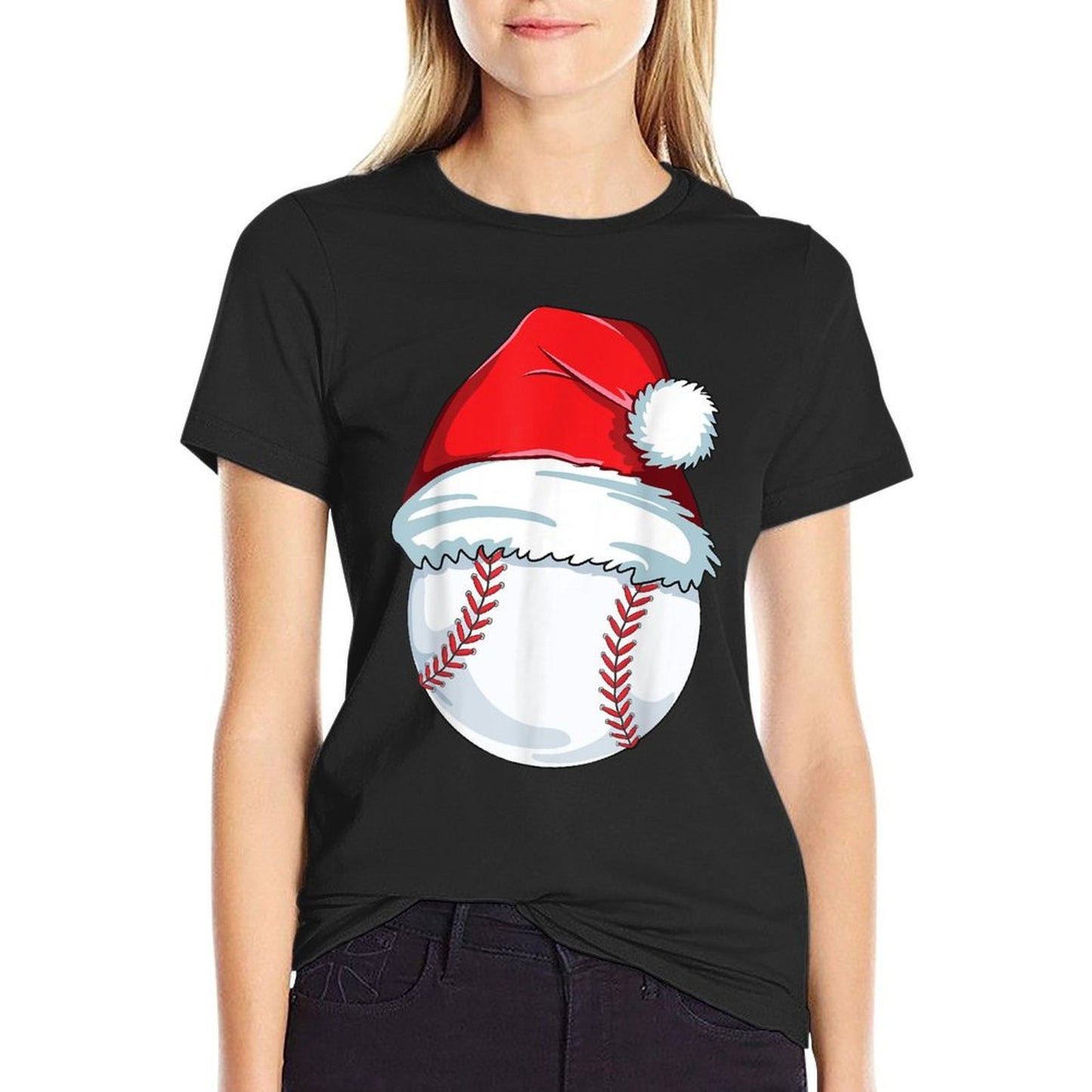 Christmas Baseball Xmas Santa Hat Ball Kids Boys Men  Odor-resistant T-Shirt