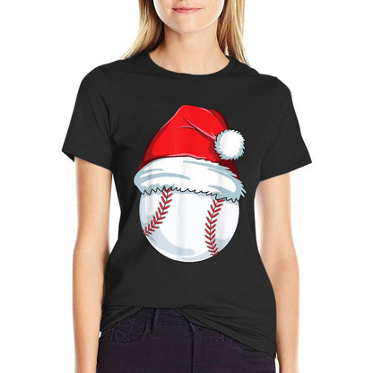 Christmas Baseball Xmas Santa Hat Ball Kids Boys Men  Odor-resistant T-Shirt