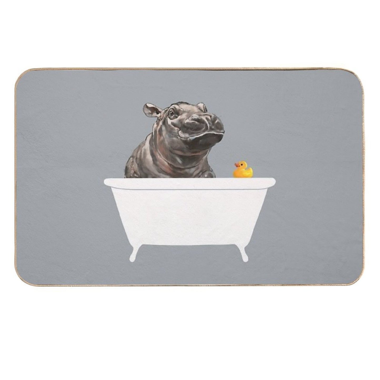 Baby Hippo in Bathtub Grey  Odorless Bath Mat