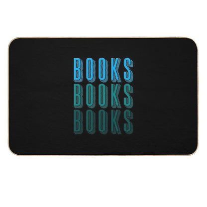 BOOKS BOOKS BOOKS in Blue  Repositionable Bath Mat
