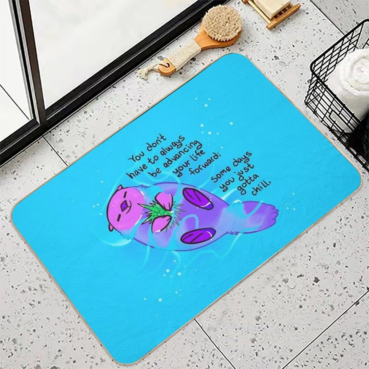 Some Days You Just Gotta Chill Purple Otter  Slip-Resistant Bath Mat