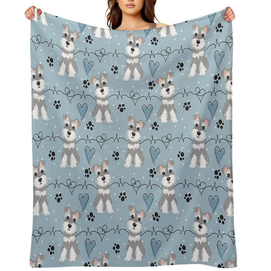 Love Salt And Pepper Miniature Schnauzer Plush Throw Blanket