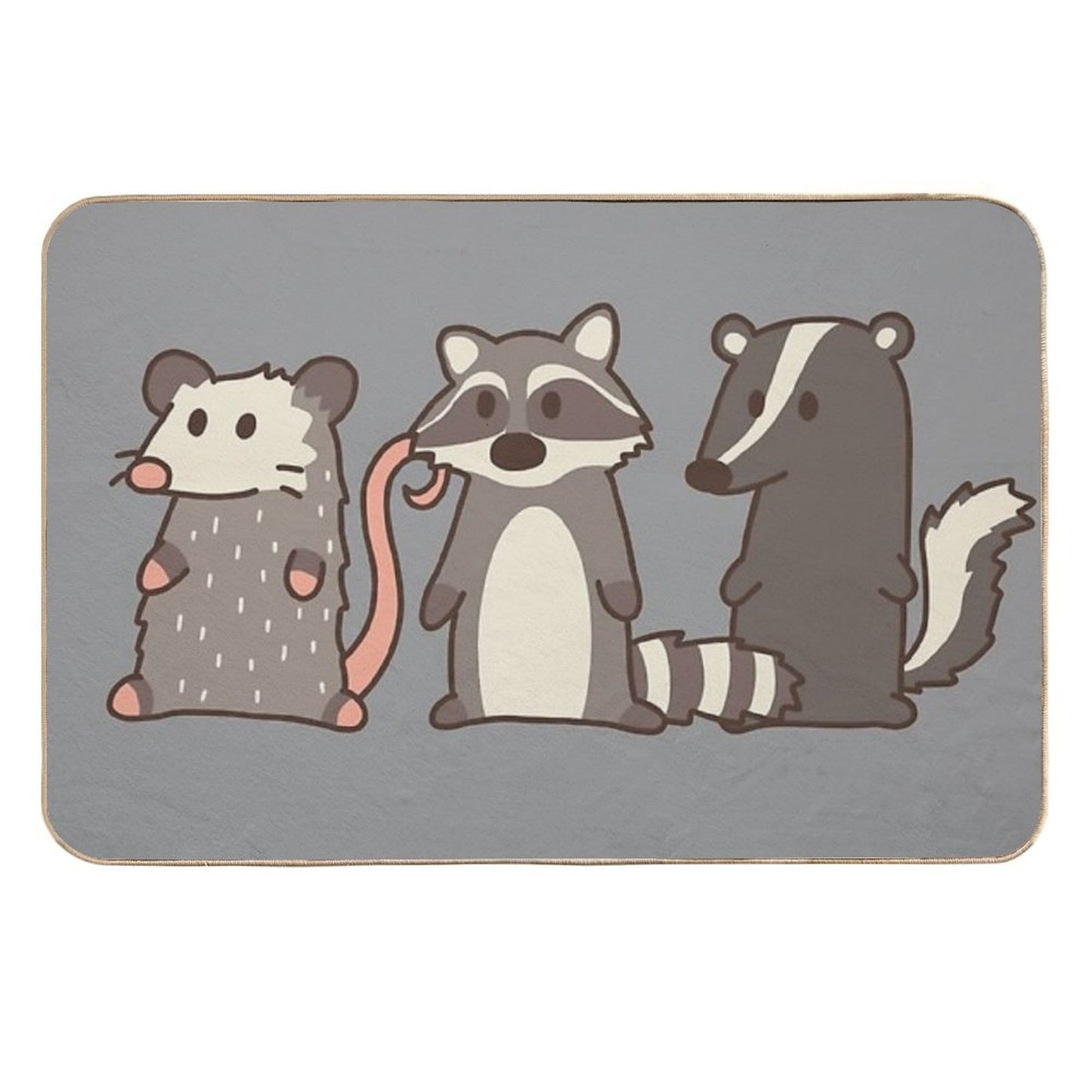Raccoon, Opossum & Skunk Woodland Friends  Absorbent Bath Mat