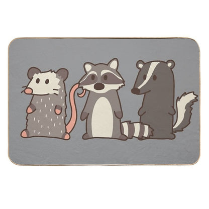 Raccoon, Opossum & Skunk Woodland Friends  Absorbent Bath Mat