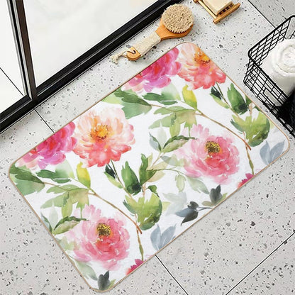 Coral Pink Summer Peonies  Multi-Purpose Bath Mat