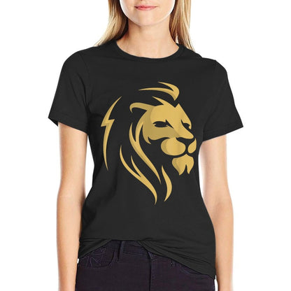 Gold Lion Head Logo For Boy Girl Kids  Heathered Texture T-Shirt