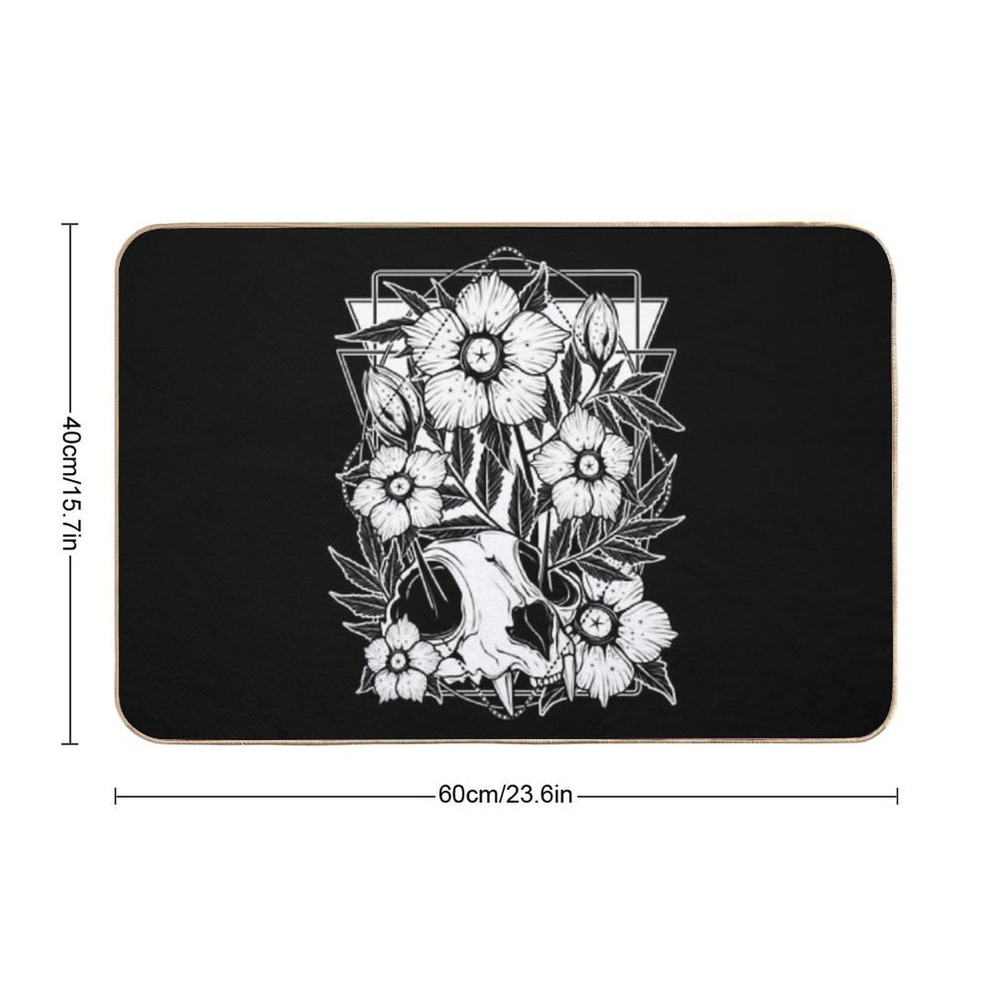 Cat Skull And Pretty Flowers  Pet-Safe Bath Mat