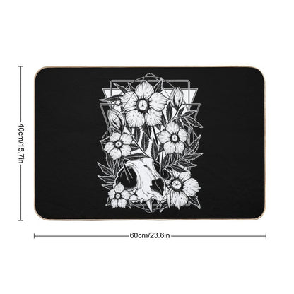 Cat Skull And Pretty Flowers  Pet-Safe Bath Mat