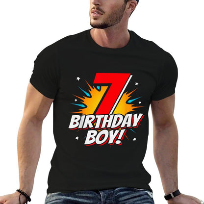 Superhero Birthday Boy Party - 7 Year Old - 7th Birthday Comfortable T-Shirt