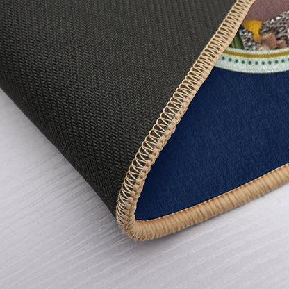 Navy Blue Romantic Victorian Bathroom  Green Botanical Plants Durable Bath Mat