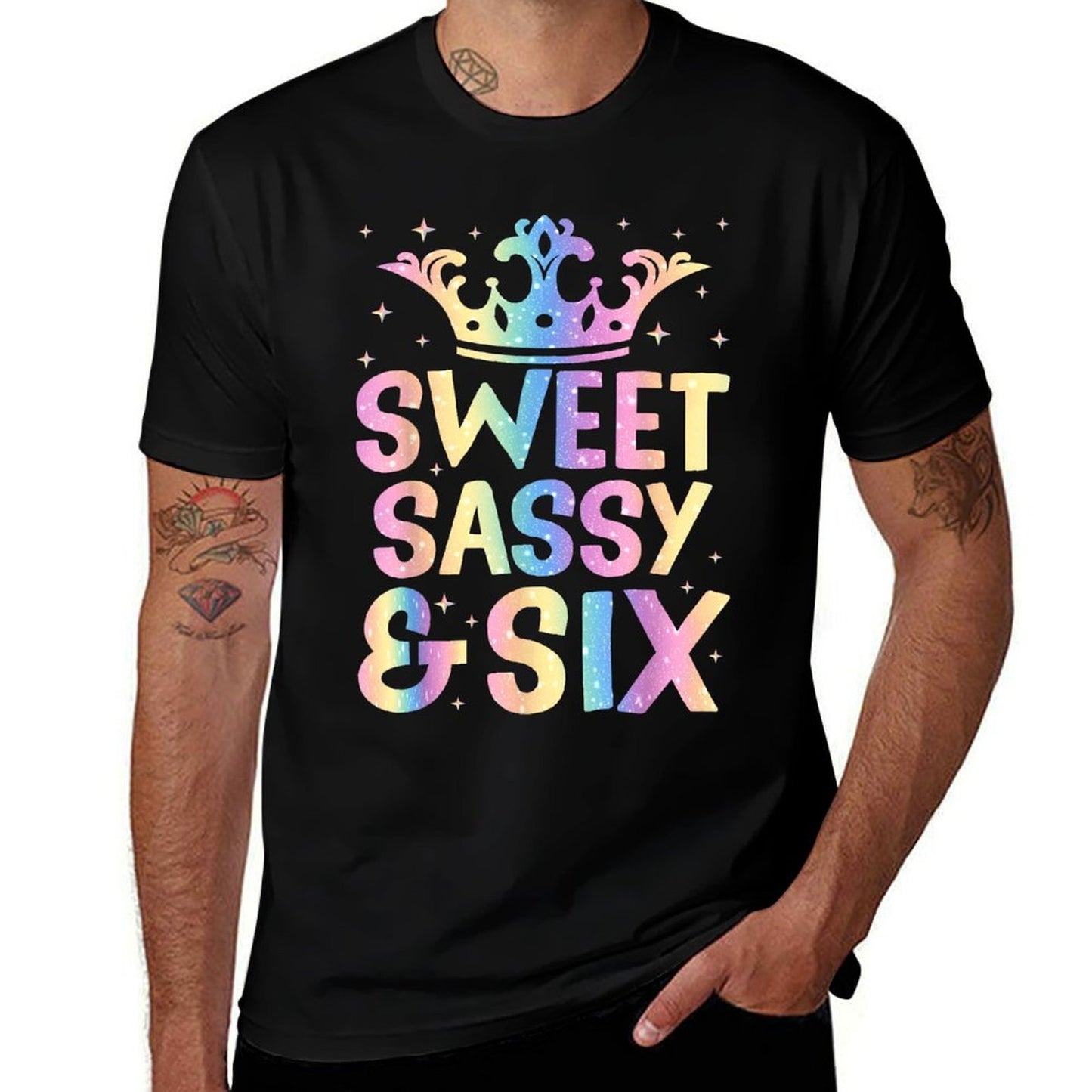 Sweet Sassy And Six Birthday For Girls 6 Years Old  Ribbed Collar T-Shirt