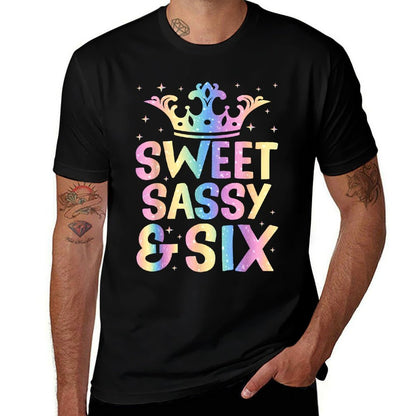Sweet Sassy And Six Birthday For Girls 6 Years Old  Ribbed Collar T-Shirt