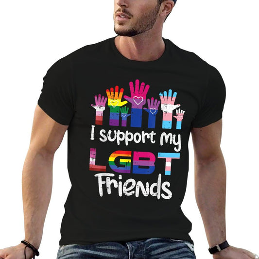 I Support My LGBT Friends Ally Lesbian Gay Bisexual Bi Trans  Fade-proof Color T-Shirt