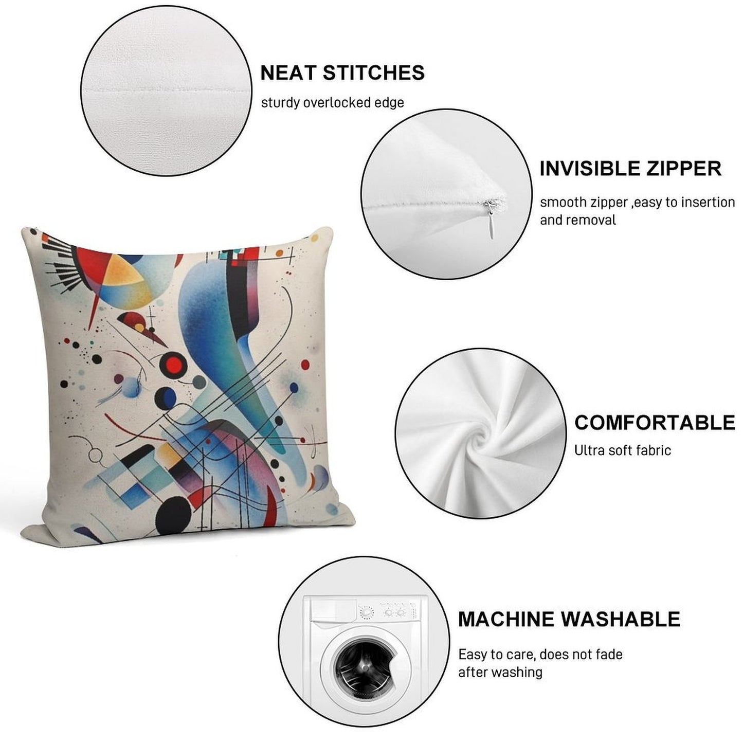 Kandinsky Art Print Soft Gift Ready Throw Pillow