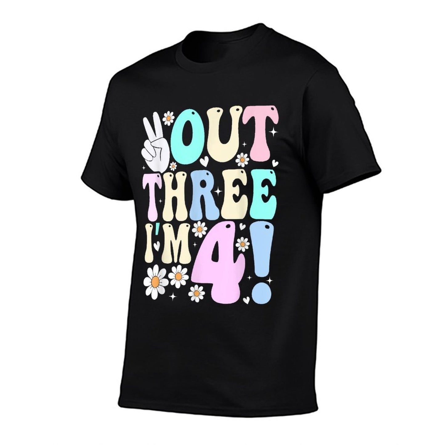 Peace Out Three I&#39;m 4 Four Year Old Girl 4th Birthday  Summer-ready Fabric T-Shirt