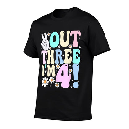 Peace Out Three I&#39;m 4 Four Year Old Girl 4th Birthday  Summer-ready Fabric T-Shirt