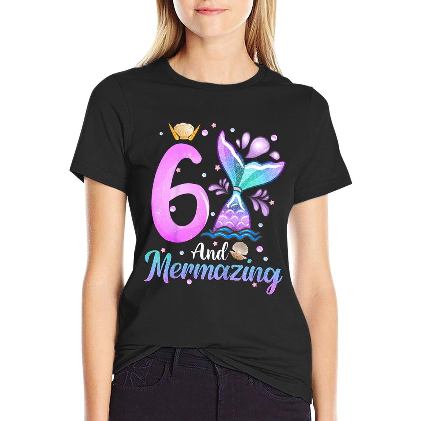 Kids Its My Mermazing 6th Birthday Mermaid Girl Theme 6 Yrs Old  Trendy Pattern T-Shirt