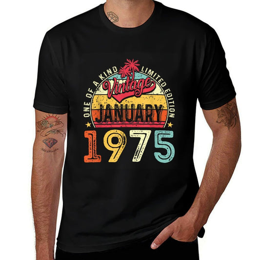 Vintage 50th Birthday Gift Vintage January 1975 Men Women  Affordable Price T-Shirt
