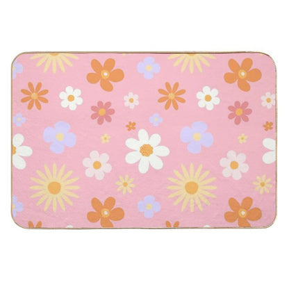 Summer Daisy Seamless Pattern, Textile, Cute Flowers Cover, Spring, Background, Bags Decor, Wallpaper, Wrapping, Fabric, Mug Dec  Fade-Resistant Bath Mat