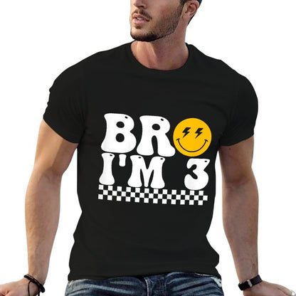 Bro I’m 3 Groovy 3rd Birthday 3 Year Old Birthday  Summer-ready Fabric T-Shirt