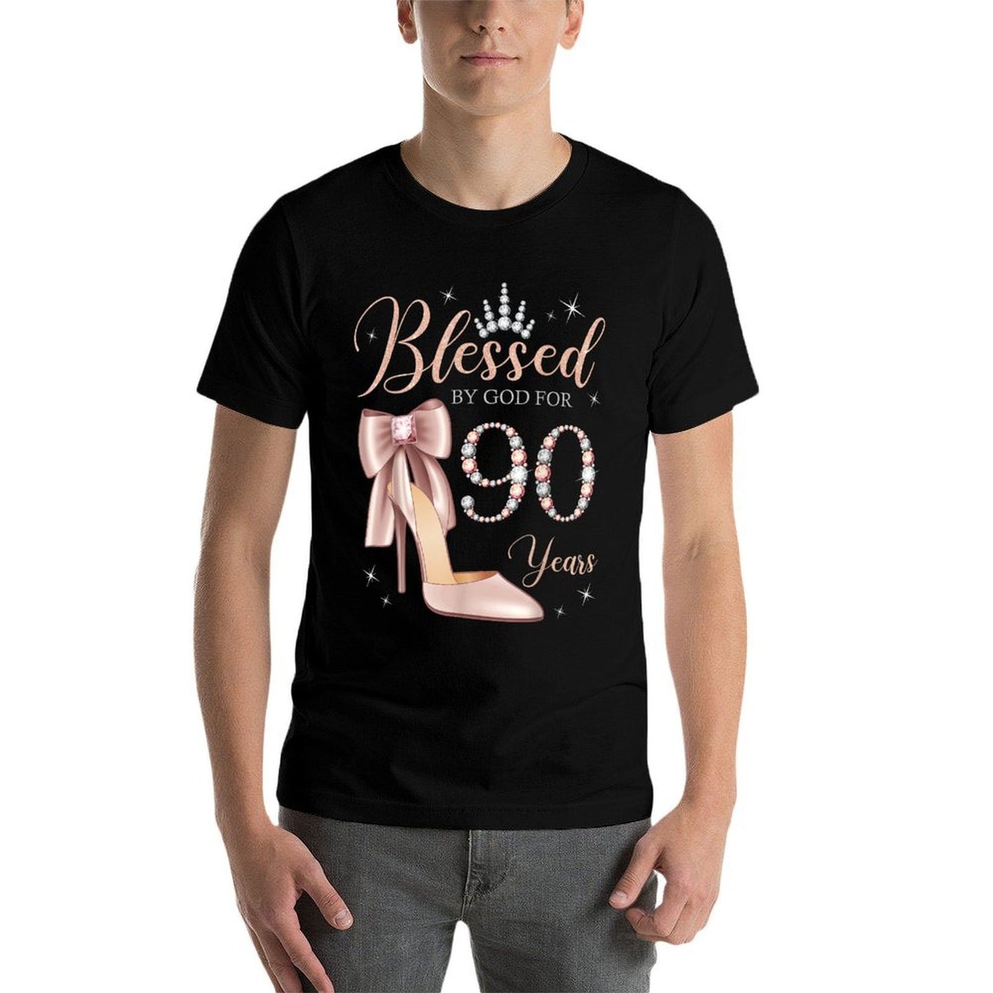 Blessed By God For 90 Years Old 90th Birthday Party Queen  Lightweight T-Shirt