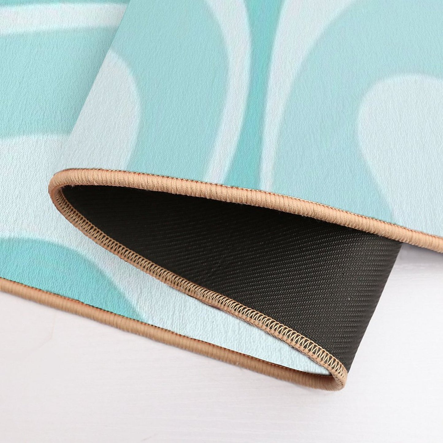 Modern Retro Liquid Swirl Abstract in Light Aqua Teal Blue  Stain-Proof Bath Mat