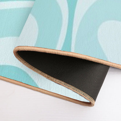 Modern Retro Liquid Swirl Abstract in Light Aqua Teal Blue  Stain-Proof Bath Mat