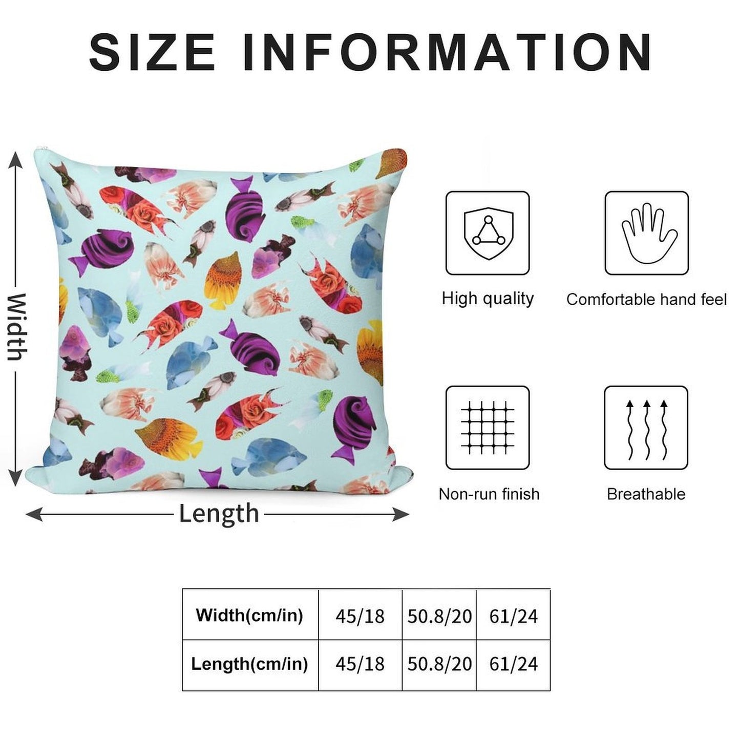 Fish Shaped Flowers Soft Multiple Sizes Throw Pillow