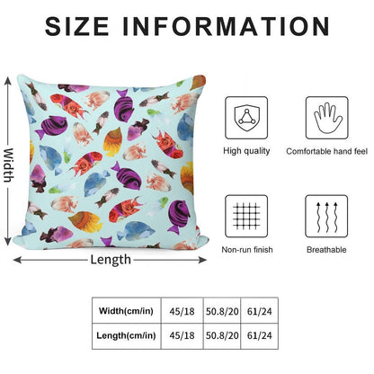 Fish Shaped Flowers Soft Multiple Sizes Throw Pillow