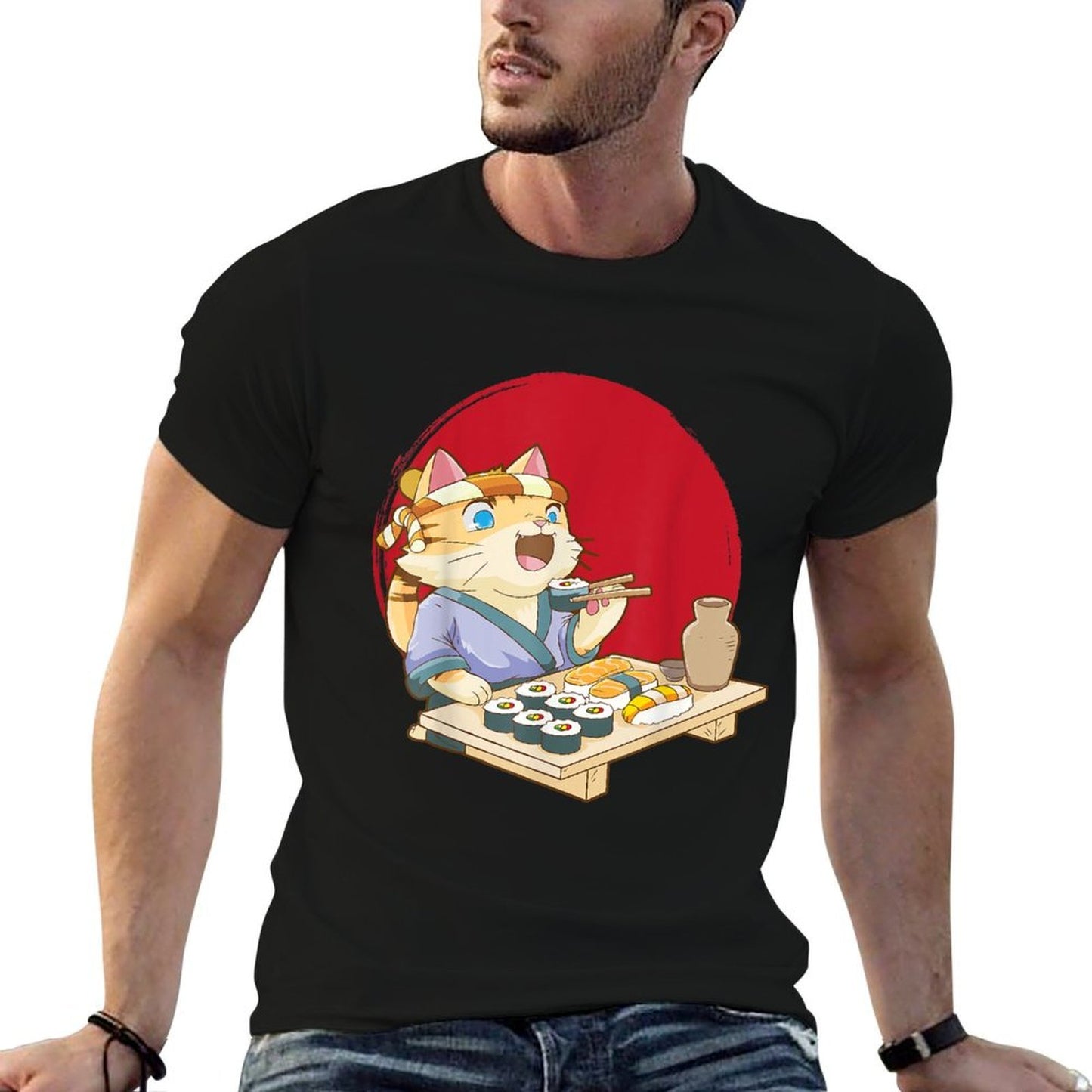 Cat Anime Sushi Kawaii Neko Japanese Comfortable T-Shirt