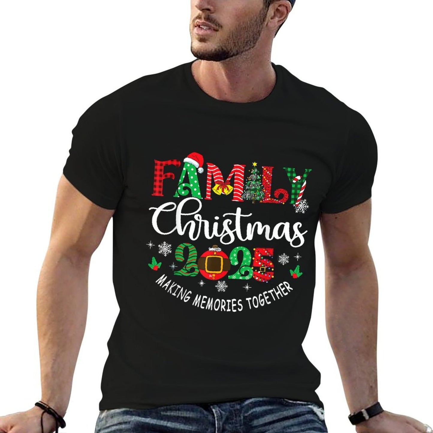 Family Christmas 2025 Matching Outfit Xmas Squad Santa Group  Relaxed-fit T-Shirt