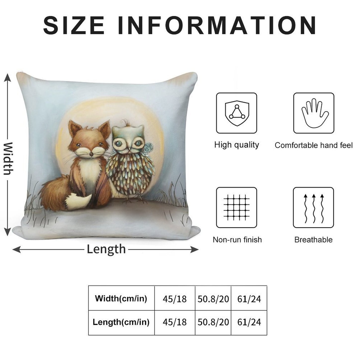Fox And Owl Soft Durable Construction Throw Pillow