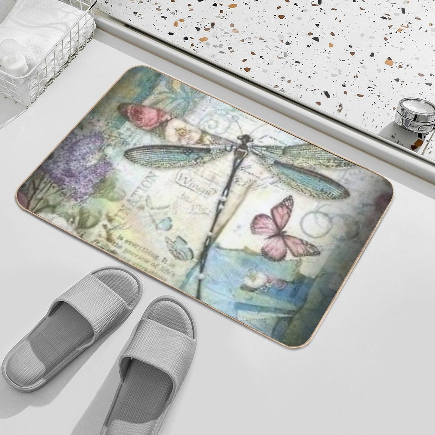 DRAGONFLY ANGEL  Slip-Resistant Bath Mat
